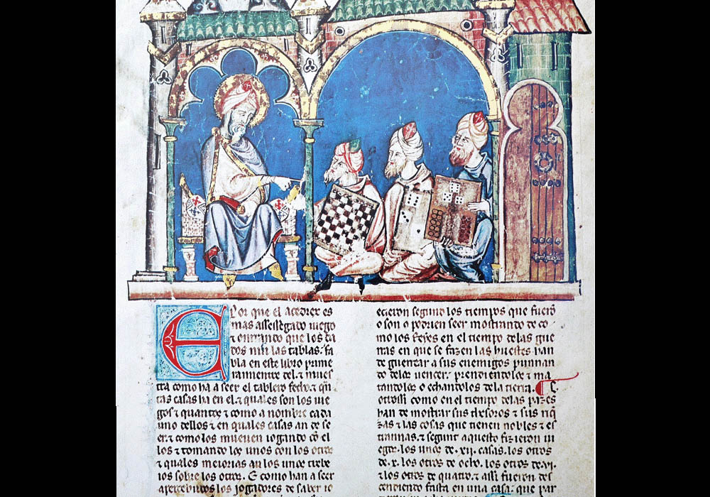Libro Ajedrez Dados Tablas-Alfonso X sabio-manuscrito iluminado códice-facsímil-Vicent García Editores-3 Bases juego ajedrez.